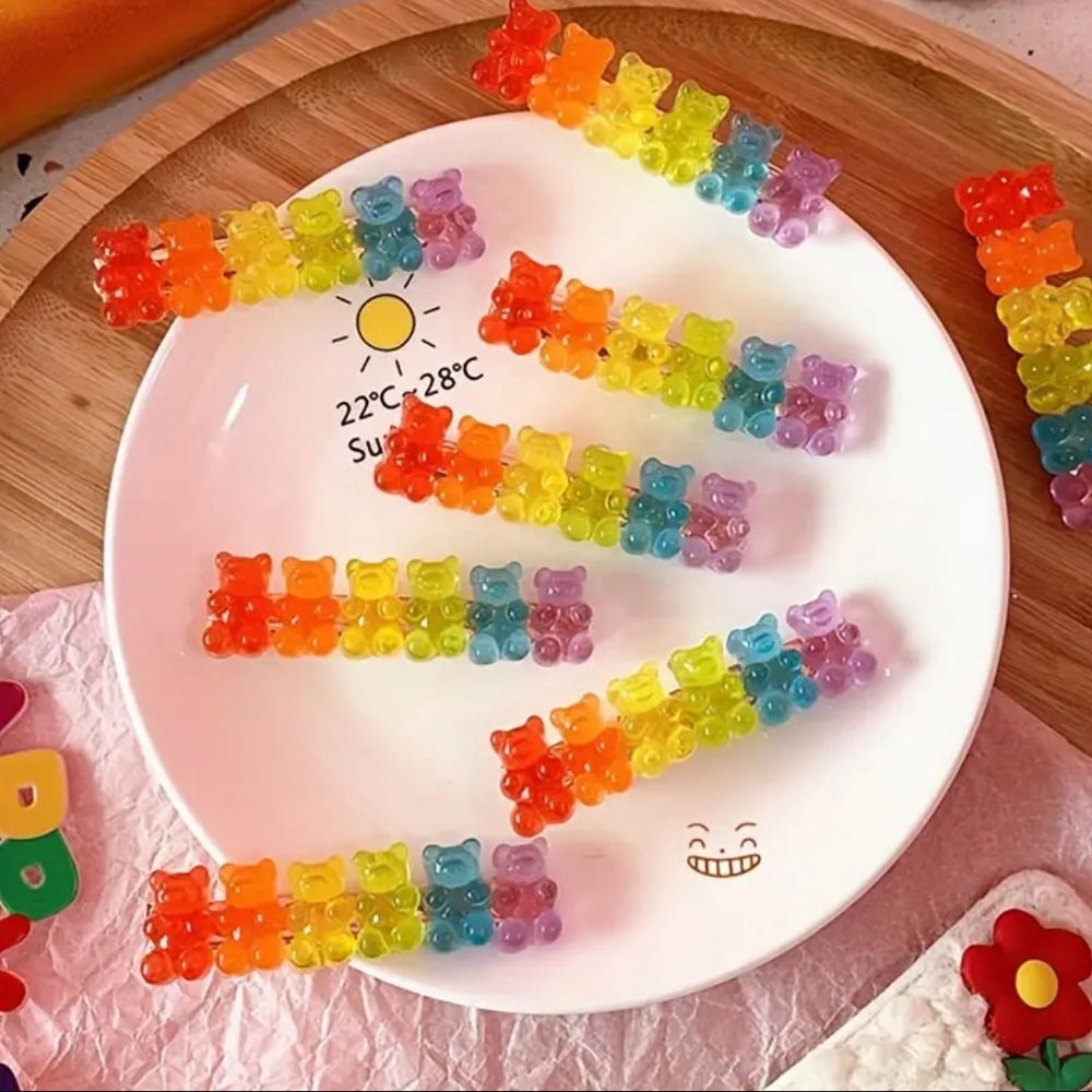 Gummy Bear Hair Clip Rainbow Candi Color